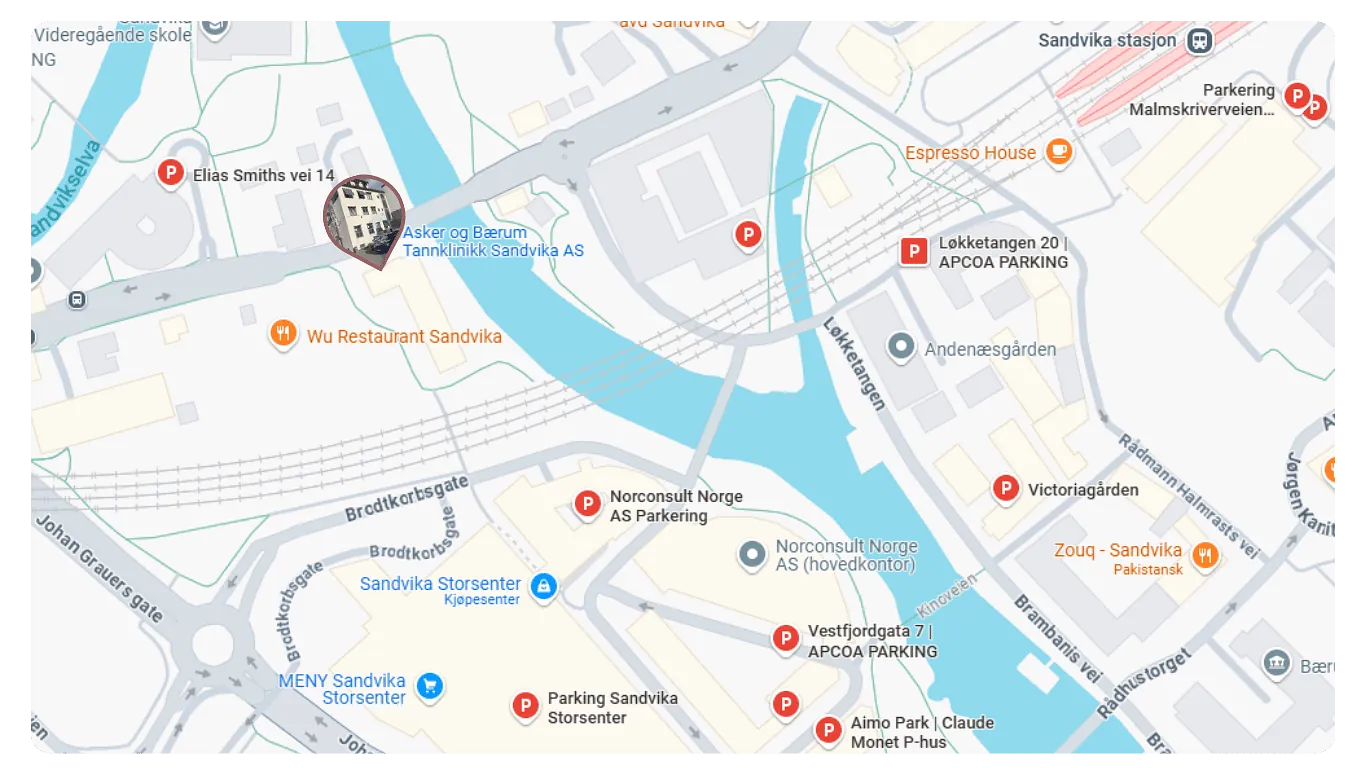 Kart til Asker og bærum tannklinikk